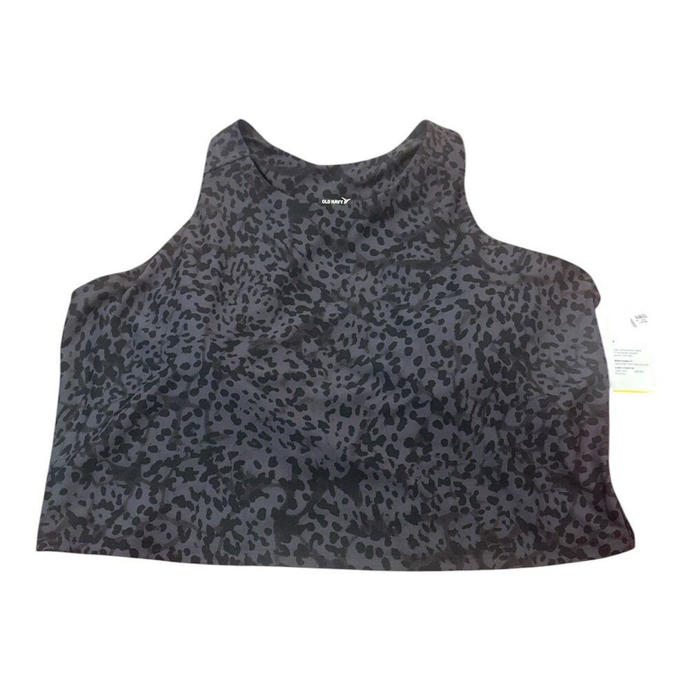 Old Navy Active Wear Top Leopard Cropped Built In Bra Powersoft Size 4X